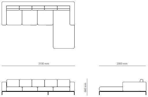 PRADDY Бархатный диван с шезлонгом  Ml348  - Вид №3