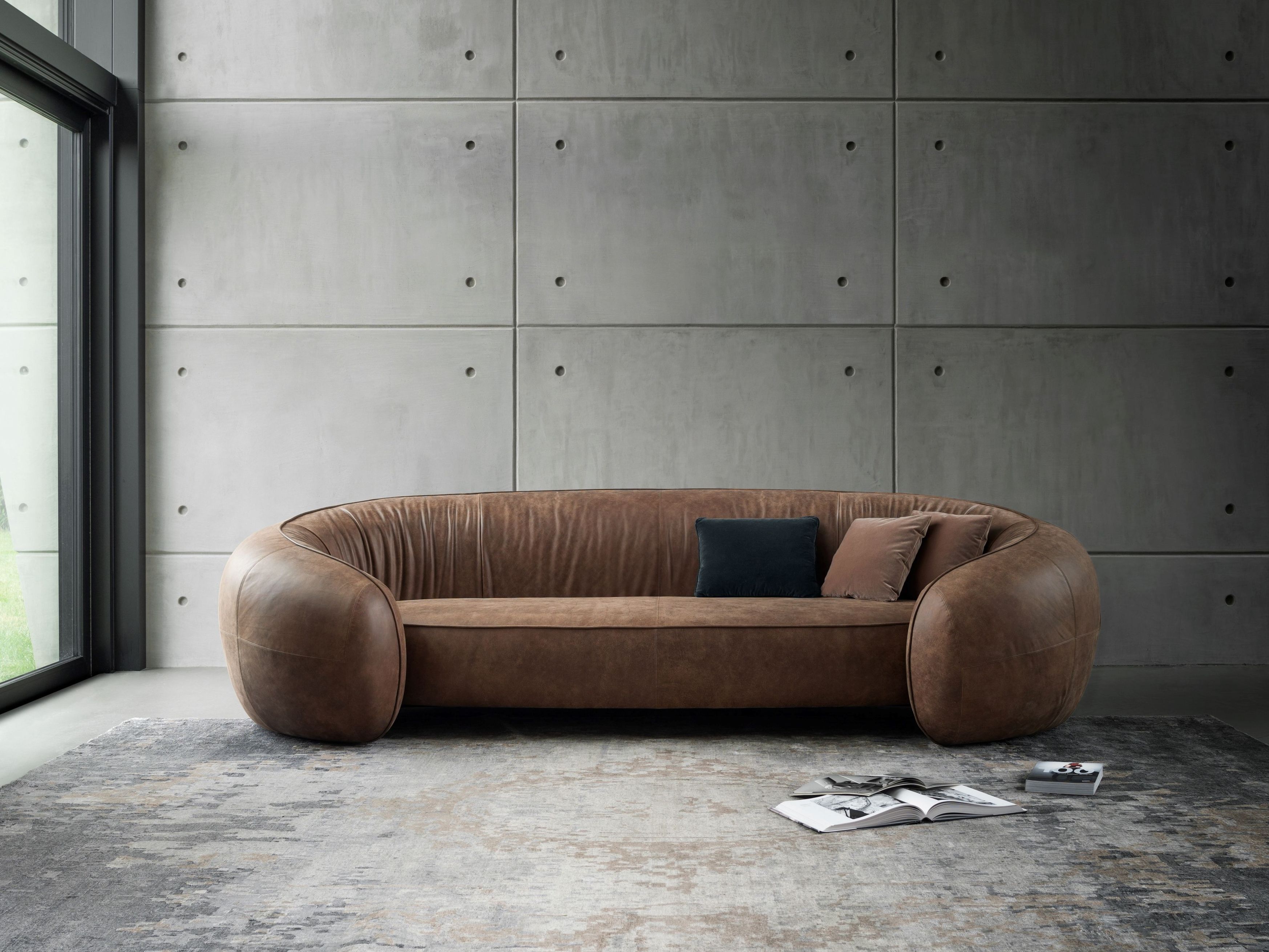 3-местный кожаный изогнутый диван GHIDINI1961 BRIDGE ARCH-00138523 - Вид №2