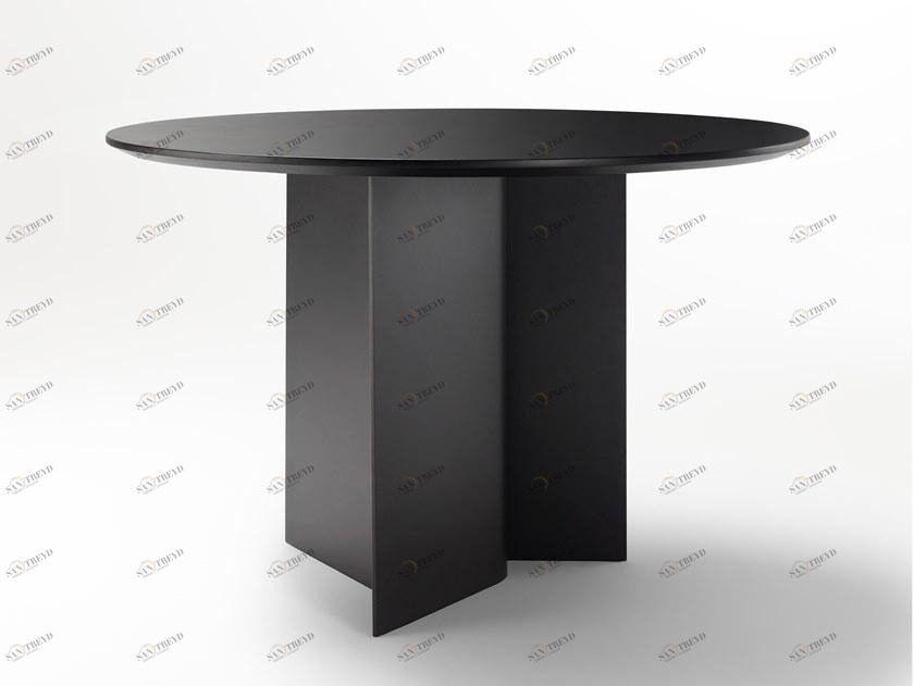 Ross Gardam Круглый стол из алюминия и столешница из мореного дуба Breeze Br01