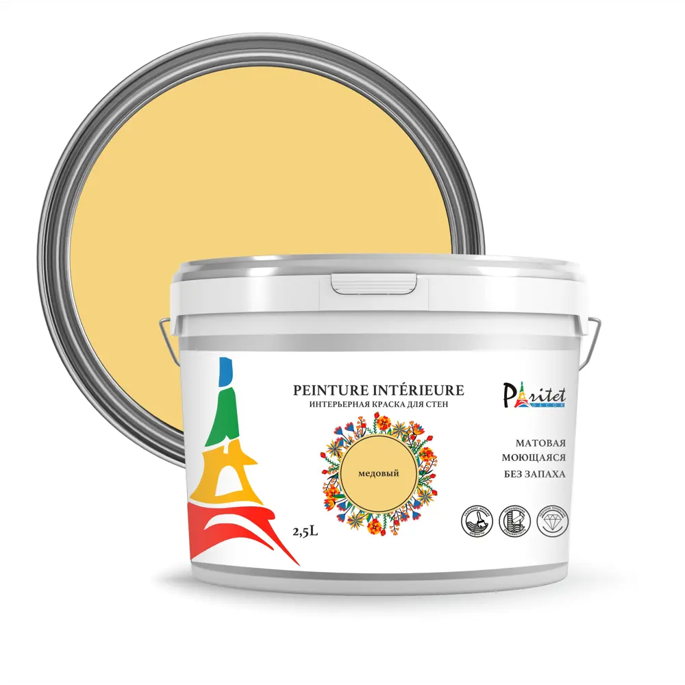 Краска для стен и потолков Paritet матовая цвет медовый 2.5 л STLM-2109829