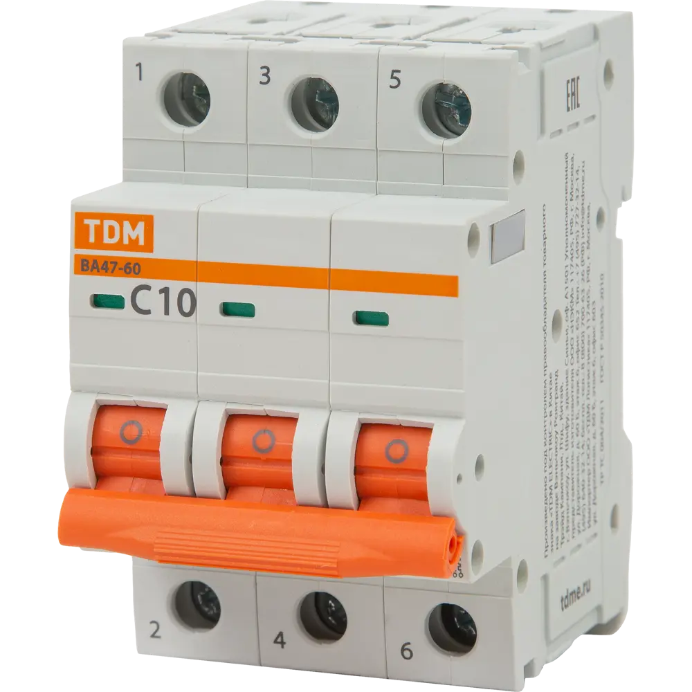 Автоматический выключатель TDM Electric 3-полюсный 10А для защиты от перегрузок 84399538 STLM-0049311