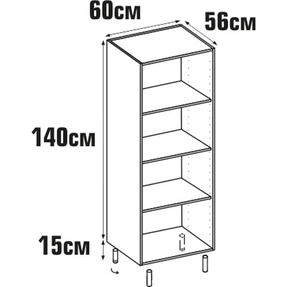 Колонка напольная 60x140x56 см, ЛДСП, цвет белый DELINIA STLM-2118146 - Вид №4