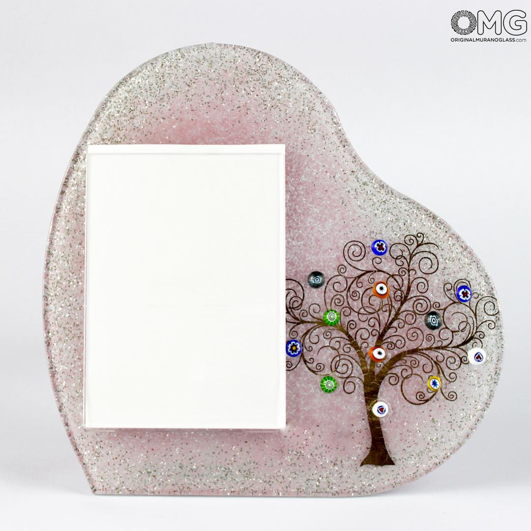 3134 ORIGINALMURANOGLASS Фоторамка Дерево жизни - розовая - Original Murano Glass OMG 4 см  - Вид №1