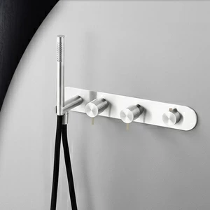 Смеситель для душа глянцевая сталь с бежевой ручкой Toki Radomonte TKI51LCIL28