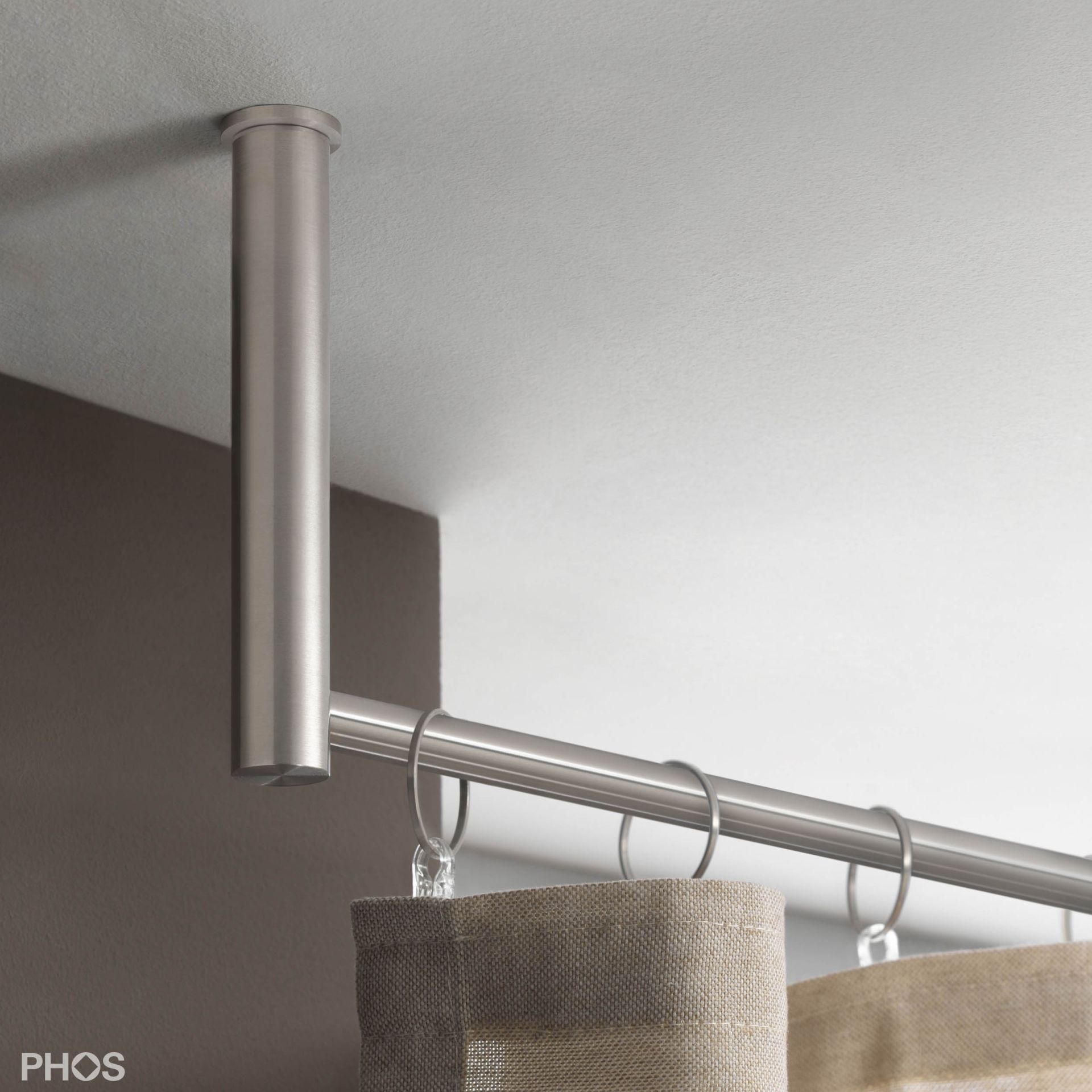 VS20-140E2000-D Комплект карнизов: 200 см с 2 концевыми кронштейнами (большое расстояние до потолка) PHOS 