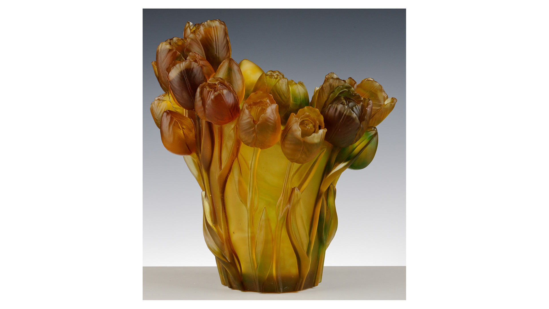 10670380 Cristal de Paris Ваза Cristal de Paris Тюльпаны 20см (янтарь) Хрусталь  - Вид №1