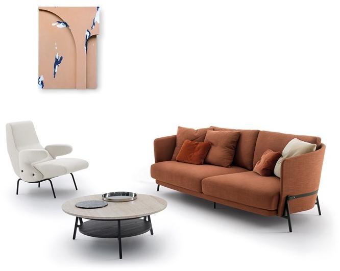 arflex Низкий круглый мраморный журнальный столик с журнальной полкой Cradle sun-id-1501038 - Вид №2