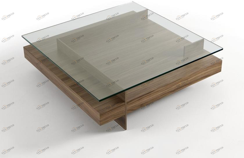 Kendo Mobiliario Низкий квадратный стеклянный журнальный столик с газетницей sun-id-1492310