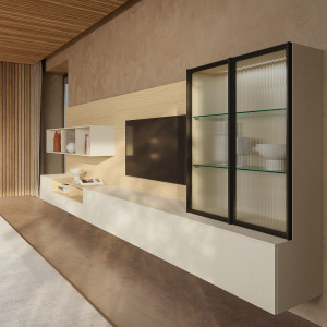 Модульная оборудованная стена со встроенным освещением