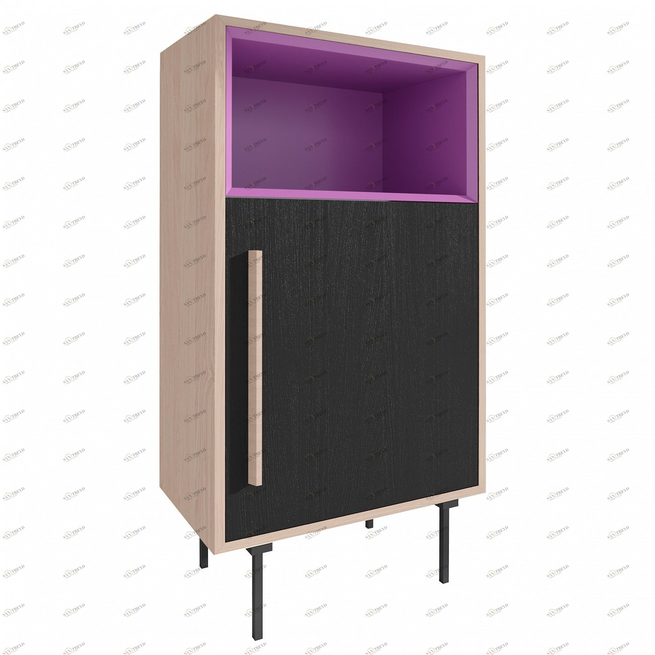 Тумба высокая деревянная 120х60 см фиолетовая Модуль-B BRAGIN DESIGN TUBE 00-3862382 Фиолетовый;черный