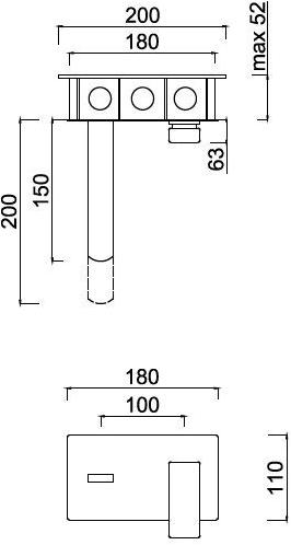 Rubinetteria Giulini Смеситель для раковины настенный, однорычажный, с тарелкой Pablolux F9810 - Вид №1
