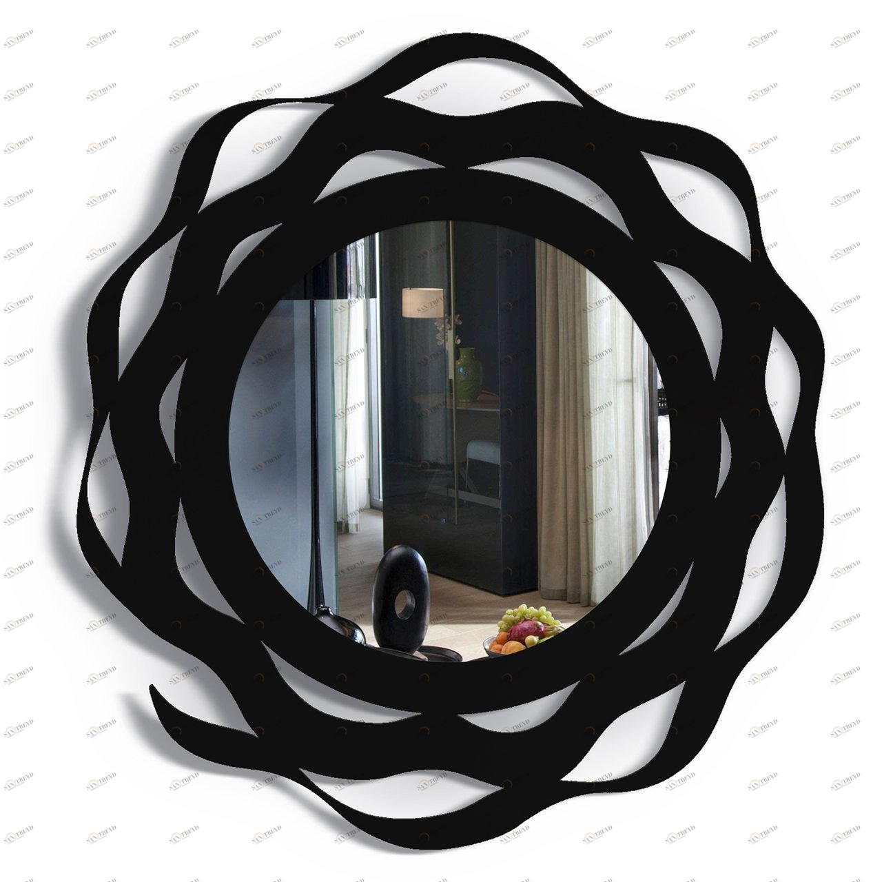Зеркало круглое черное в волнистой раме Splash BONESSI НАСТЕННОЕ ЗЕРКАЛО 049443 Черный 