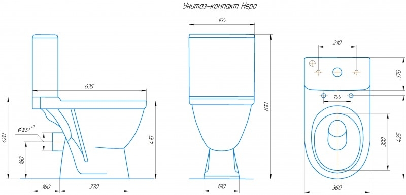 ОКА, Унитаз-компакт Компакт унитаз с бачком Белый ROSA НЕРО Россия - Вид №1
