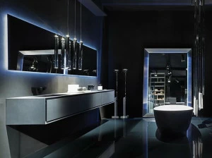 RIFRA Двойная подвесная тумба под умывальник из черного бетона K.one