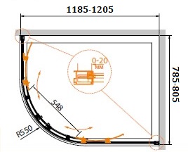 Душевой уголок CEZARES RELAX-RH-2-120/80-C-Bi - Вид №1