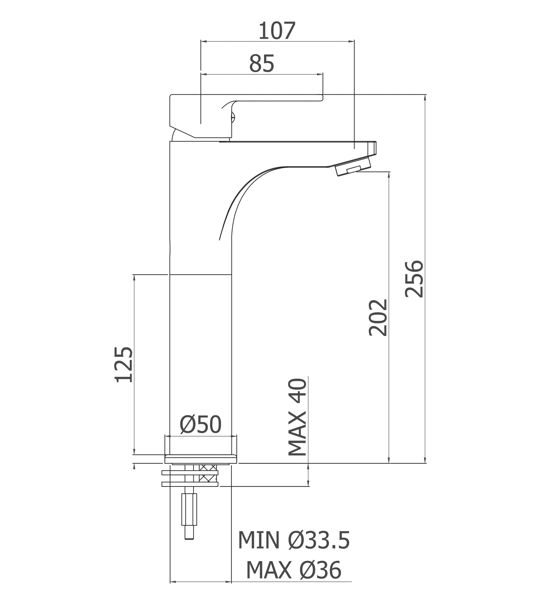 Смеситель для накладной раковины однорычажный, без донного клапана CEZARES FUOCO-LSM1-A-01-W0 - Вид №1
