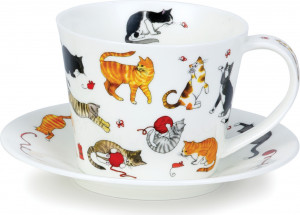 10643478 Dunoon Чашка чайная с блюдцем Dunoon "Айлей.Милые котята" 350мл Фарфор костяной