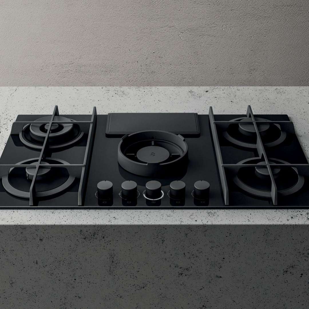 NIKOLATESLA FLAME BL/F/88-PRF0147741A Газовая варочные панели / газ, с вытяжкой, 900 м3/ч, черная Elica 