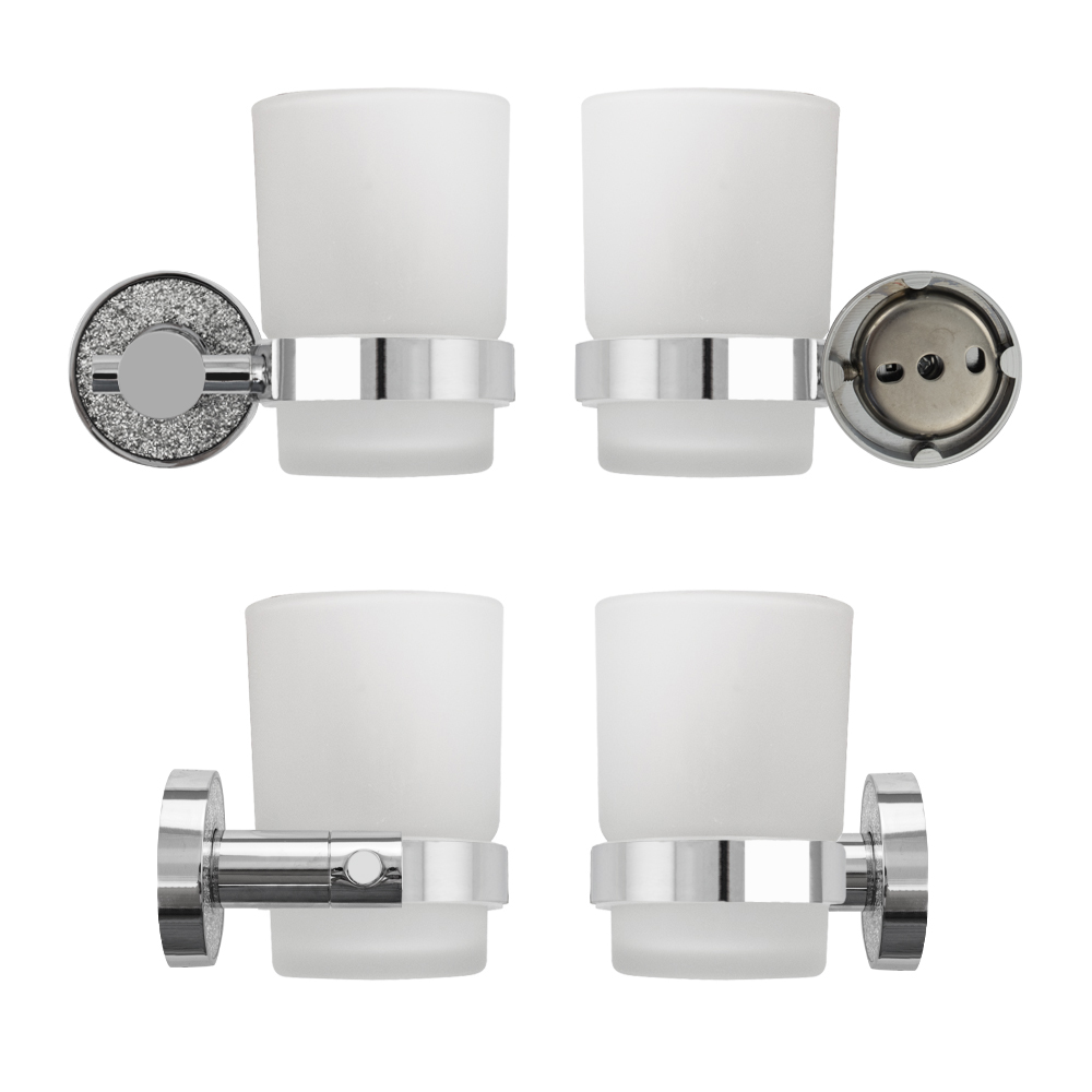 GFmark - Стакан стеклянный с креплением к стене, крепление с АЛМАЗНОЙ КРОШКОЙ, код: 4806  - Вид №4