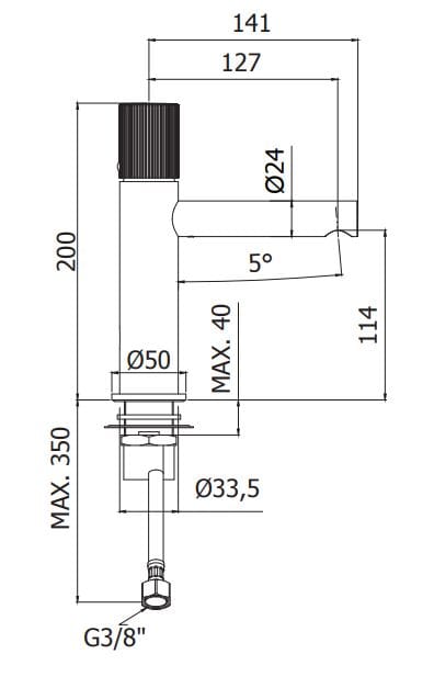 Смеситель для раковины без слива RUBINETTERIA PAFFONI Jo ARCH-00083389 - Вид №2