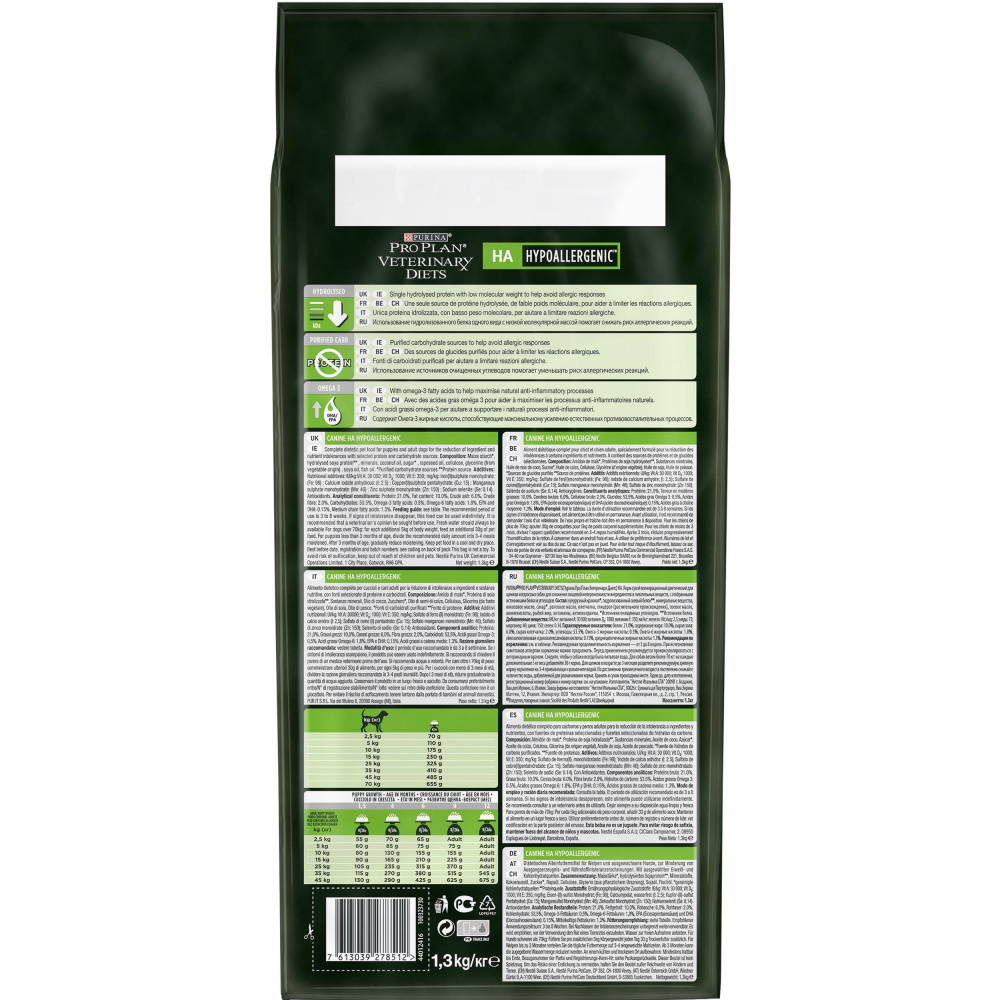 ПР0054773 Корм для собак Veterinary Diets HA Hypoallergenic при аллергических реакциях, сух. 1,3кг Pro Plan  - Вид №6