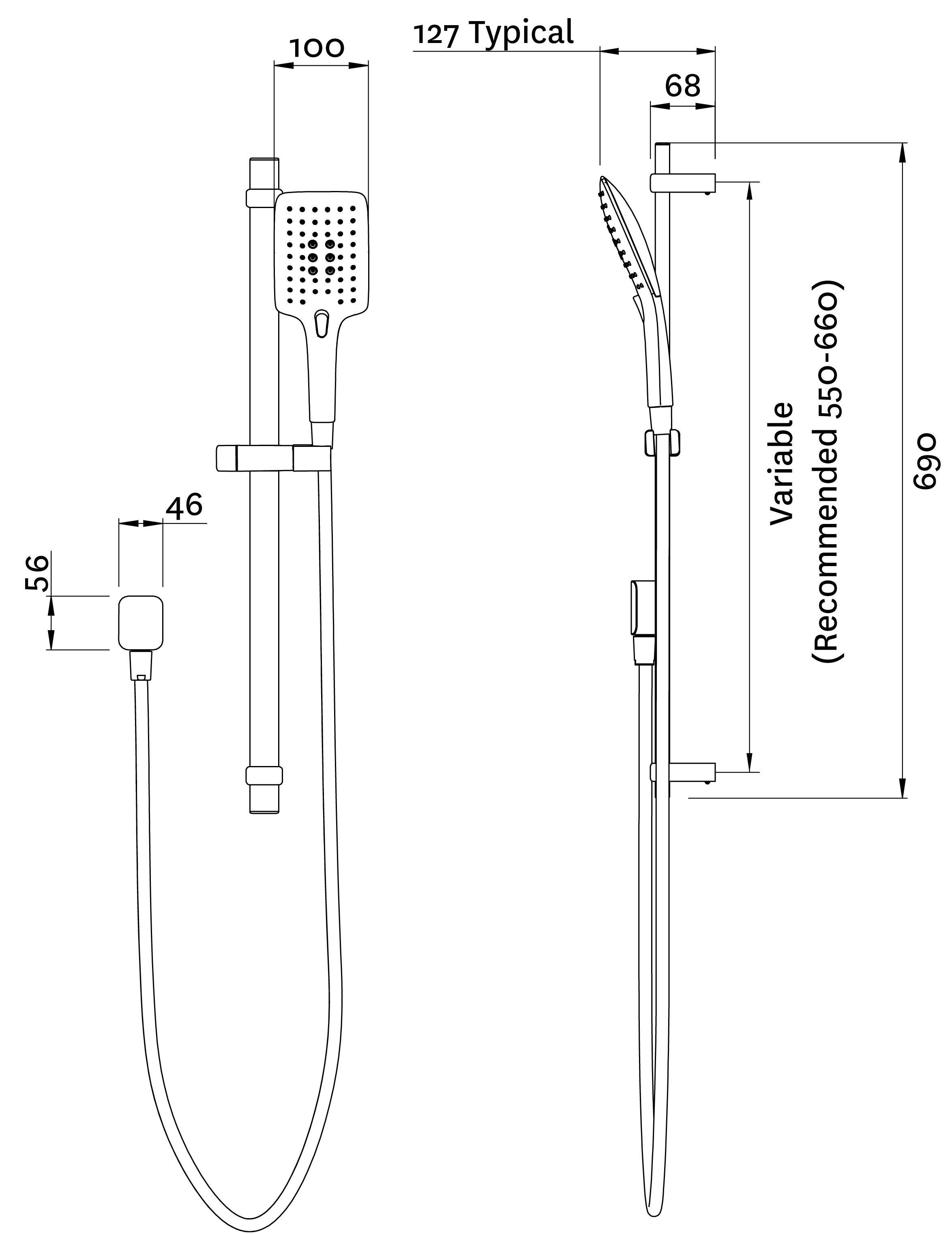 ECSRSQCP 3-х функциональный душ Easy-Click Methven Хром  - Вид №1