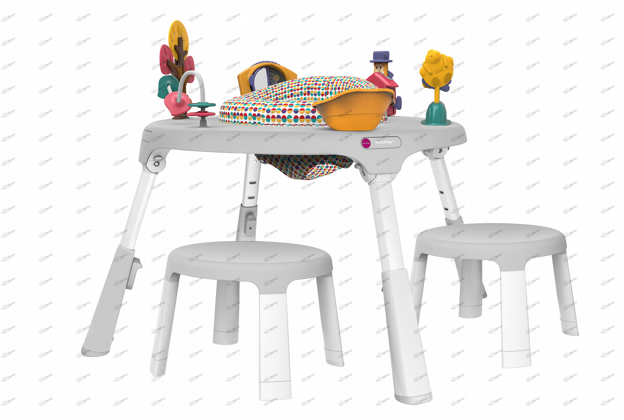 Игровой развивающий центр "Страна чудес - Расти со мной" серый с табуретками ORIBEL  322605 Серый Santreyd 