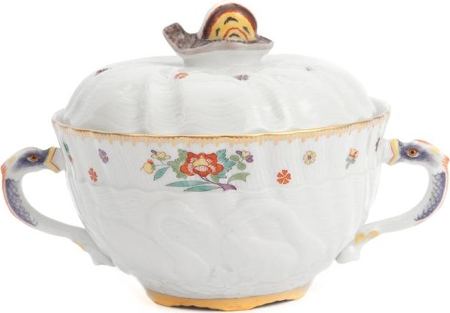73562 Meissen Чашка суповая с крышкой 200мл "Лебединый сервиз" (индийские цветы) Фарфор 