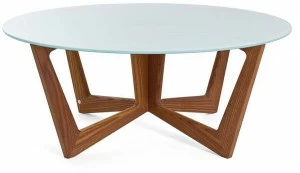 KARN Круглый журнальный столик из массива дерева и стекла Karn design Kt80