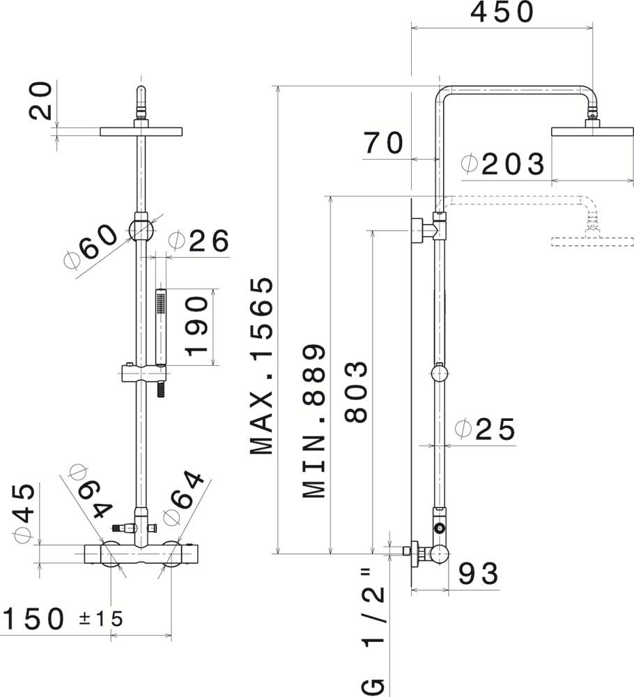 newform Термостатическая душевая стойка с ручным душем с верхним душем Colonne doccia 476 - Вид №1