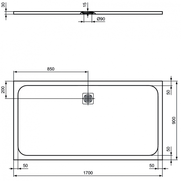 K8285FV Душевой поддон 170х90 см Ideal Standard ULTRAFLAT S  - Вид №3