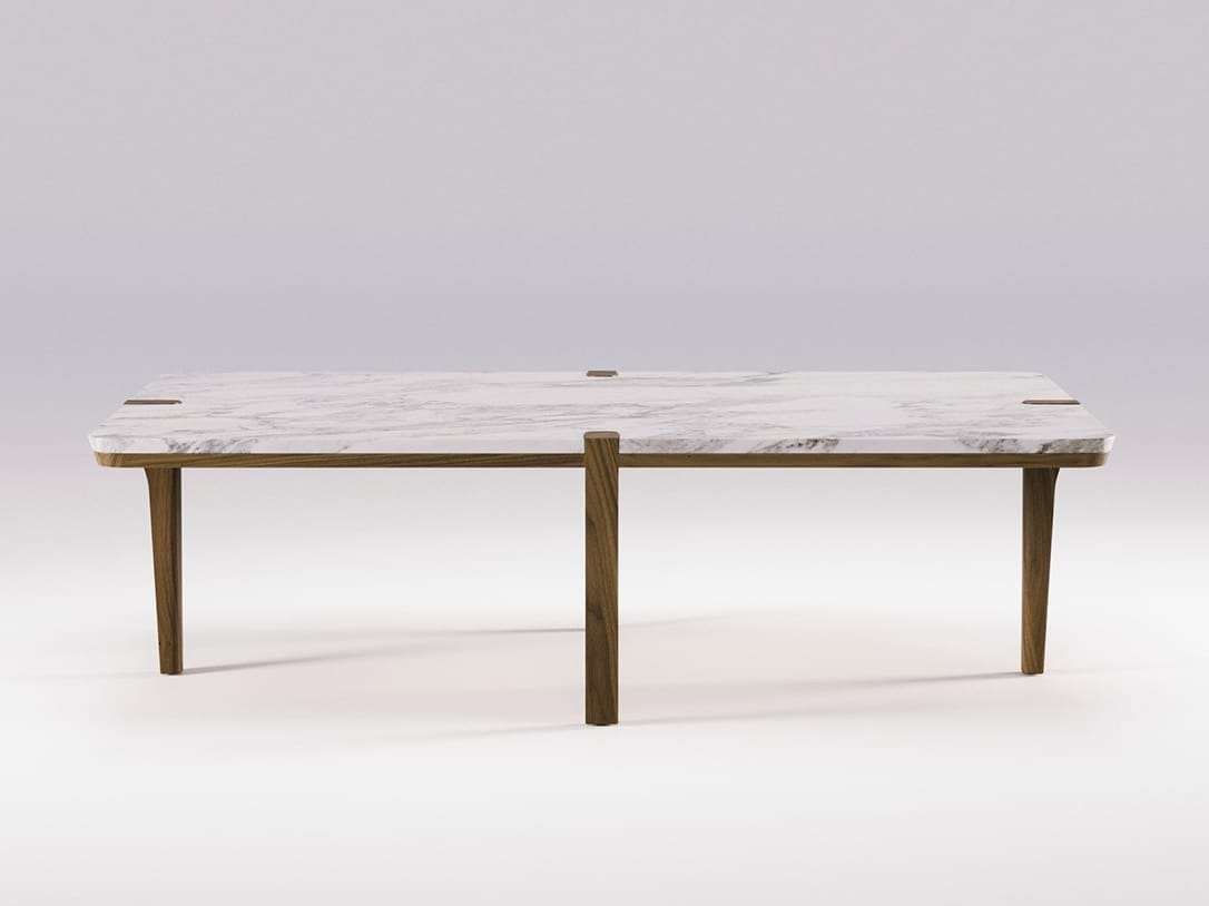 Прямоугольный низкий журнальный столик из мрамора и массива дерева Wewood CORNER ARCH-00069131 - Вид №21
