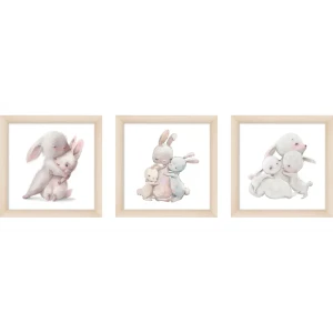 Модульная картина Зайчики 40x40 см 3 шт.