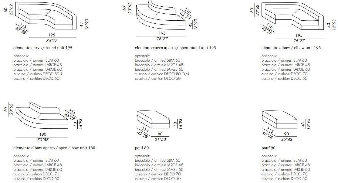 Meridiani Изогнутый диван со съемным чехлом из ткани Harold sun-id-1415477 - Вид №8