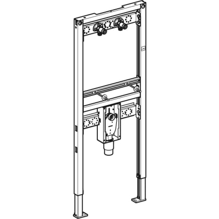 111.477.00.1 Инсталляция Geberit Duofix для раковины, 130 см, настенный смеситель наружного монтажа, с внутристенным сифоном Geberit  - Вид №1