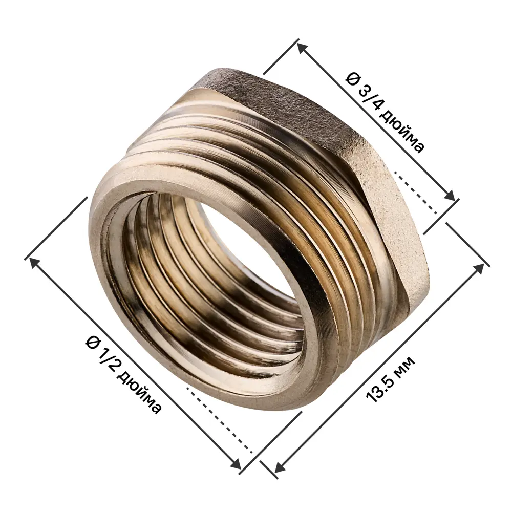 Футорка MONLID 3/4"x1/2" ВР-НР мм никелированная латунь 89421222 STLM-2112344 