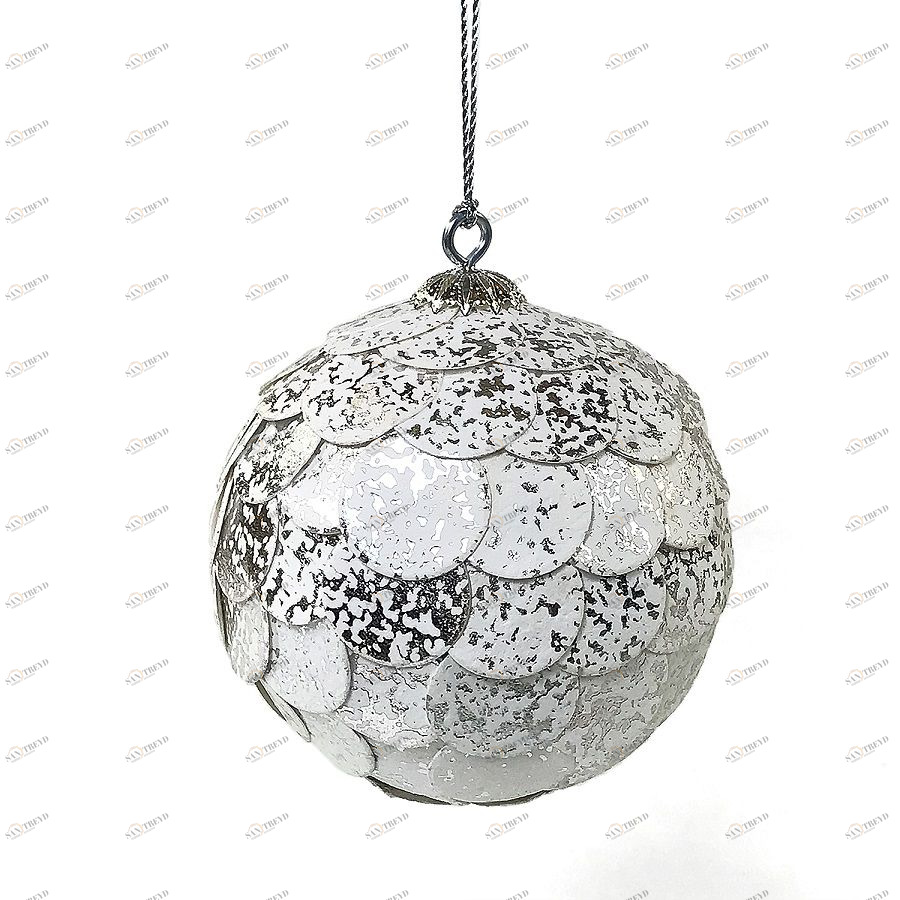 Шар новогодний декоративный Paper ball, серебристый мрамор Enjoyme ENNY0072