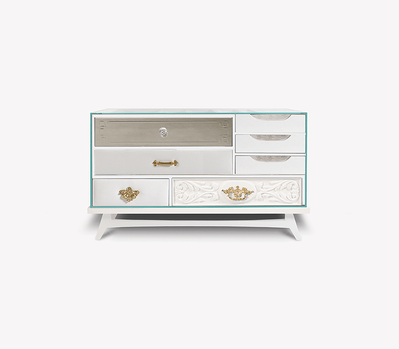 0-264 Мондриан белая тумбочка Boca Do Lobo 