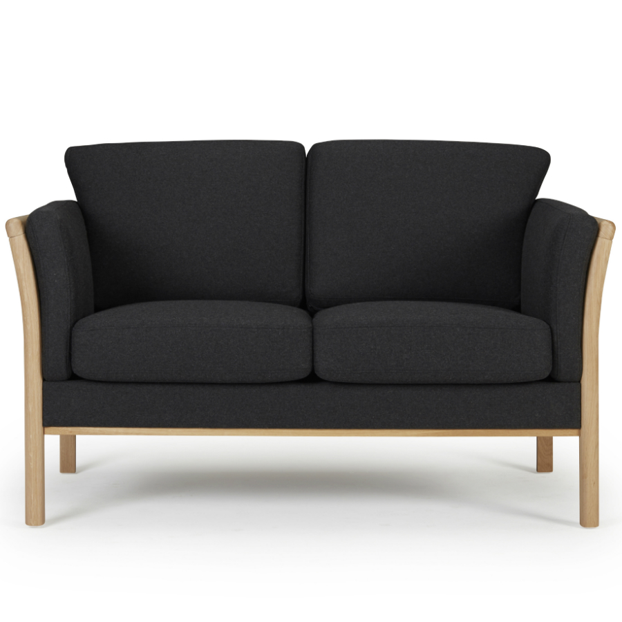 Диван двухместный Aya, цельный лакированный дуб, темно-серый Kragelund 12902202525 - Вид №1