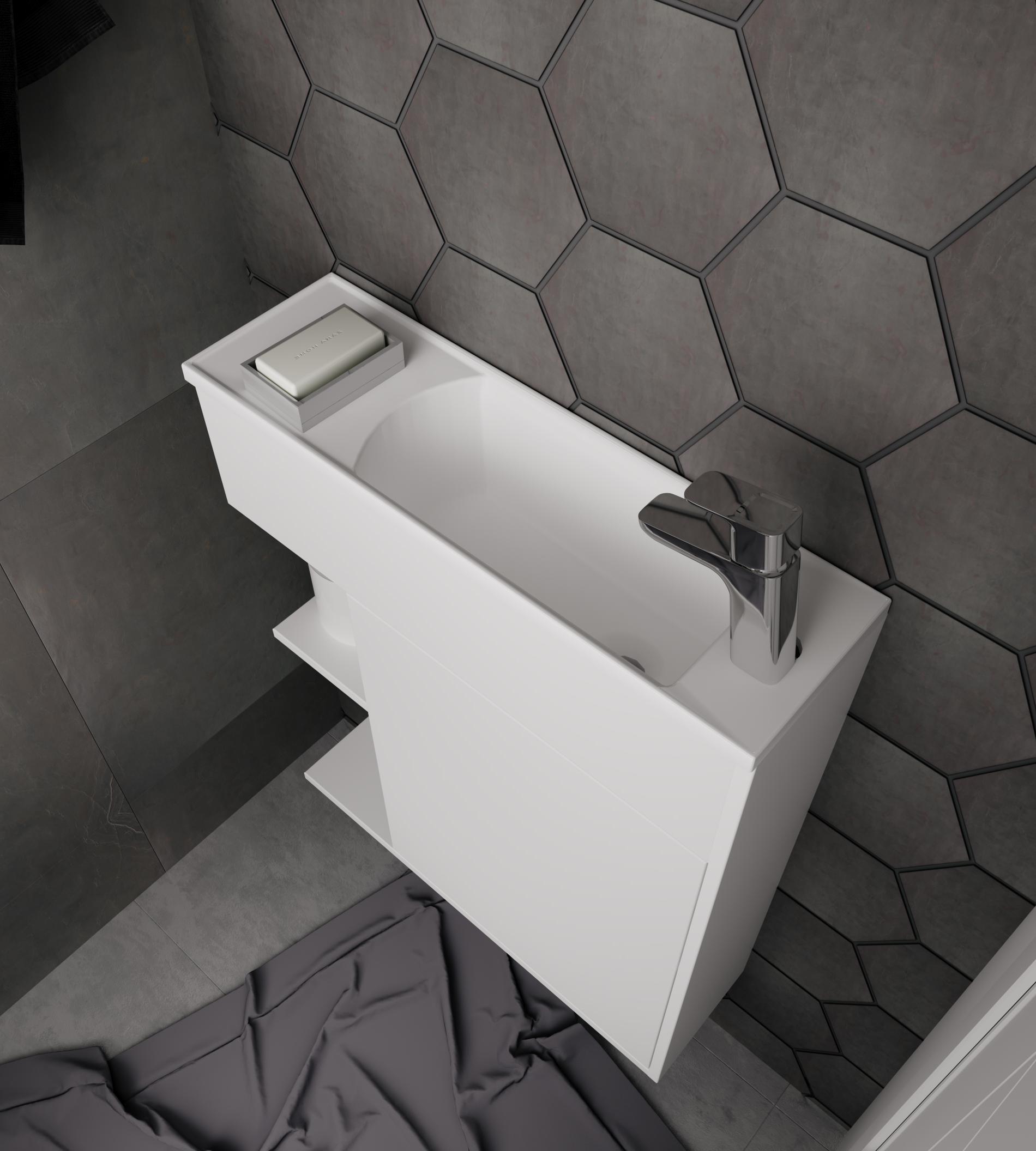 У94633 Тумба с раковиной Stretto 70П 1д. Белый глянец 1 Marka Stretto  - Вид №3