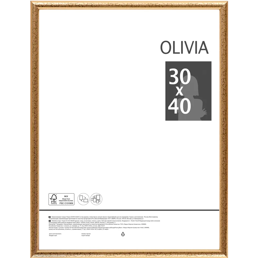 Рамка Olivia 30x40 см пластик цвет золото 86108403 STLM-2079336 Santreyd 