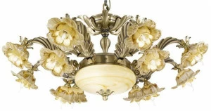 Possoni Illuminazione Люстра из сатинированной латуни с янтарным стеклом  560/8+4+2