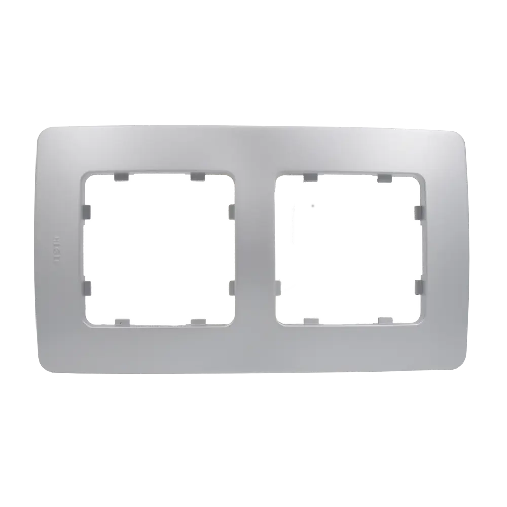 Рамка для розеток и выключателей Hegel 2 поста цвет серебро STLM-2082062
