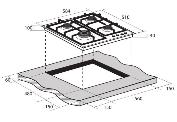 5361940 Газовая варочная поверхность ZUGEL ZGH601B STDN-0136669 - Вид №34