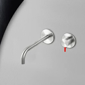 Смеситель для раковины сталь глянцевая с красной ручкой Toki Radomonte TKI19LCIL25