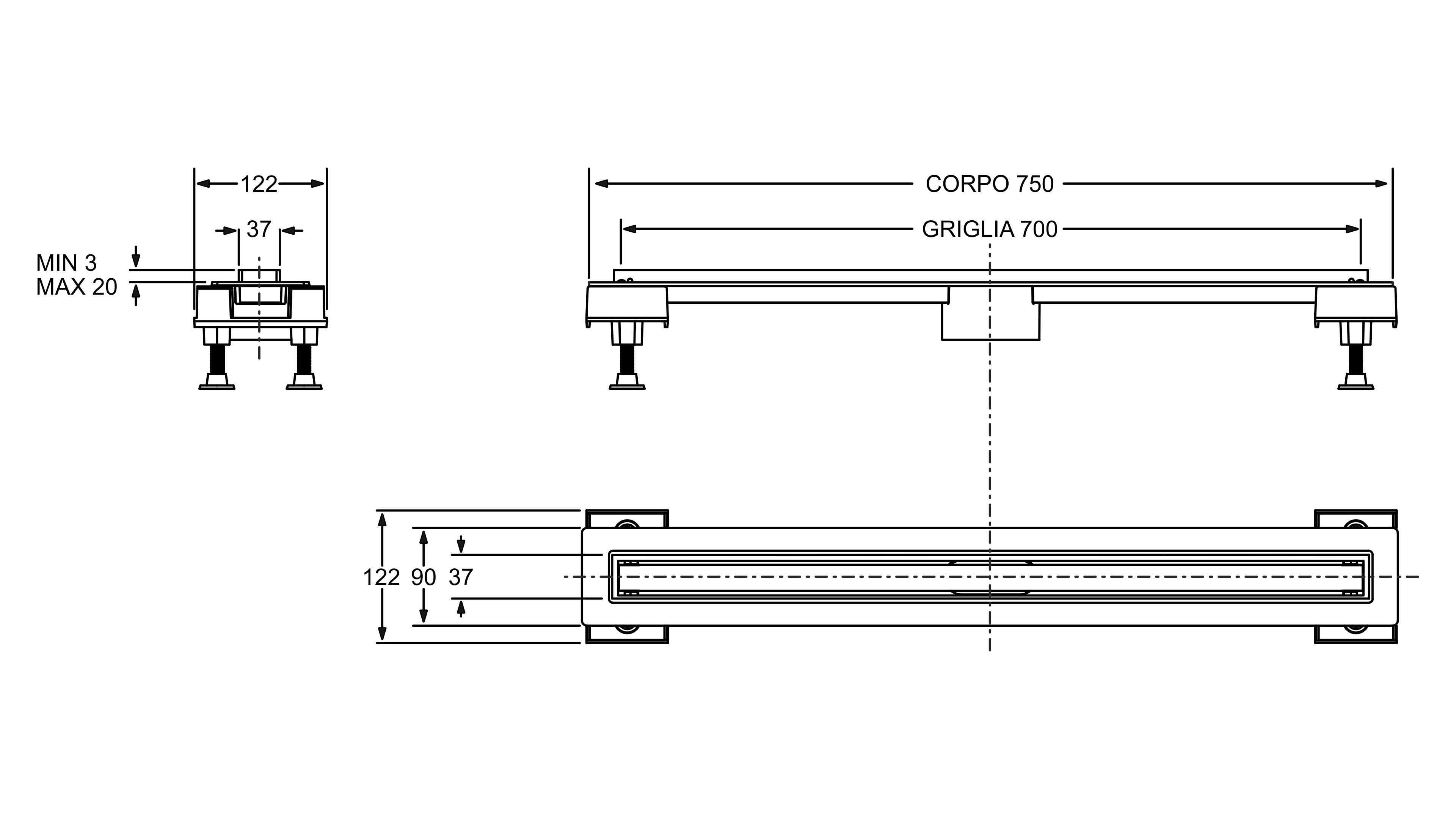 Слив для душа из нержавеющей стали Bonomini Canalissima ARCH-00059906 - Вид №1