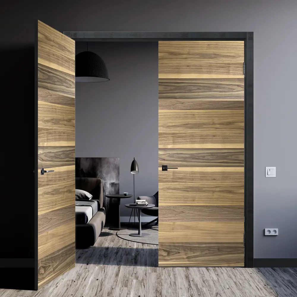 Комплект двери Loft глухая 80x200 см шпон цвет американский орех с добором 100 мм МАРИО РИОЛИ STLM-2053793 - Вид №2