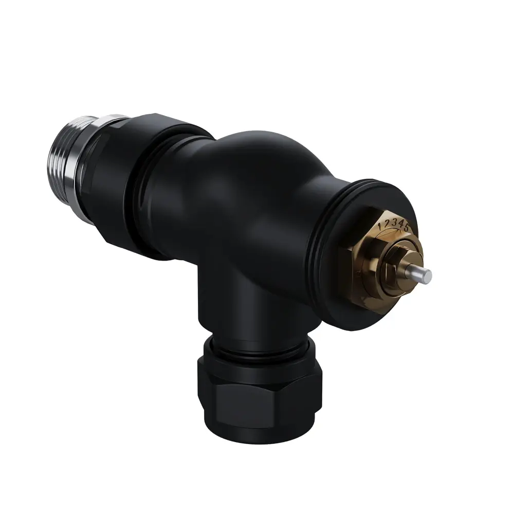 Термостатический комплект для радиатора осевой Royal Thermo Design Pro 1/2" латунь цвет черный 89423319 STLM-2042939  - Вид №2