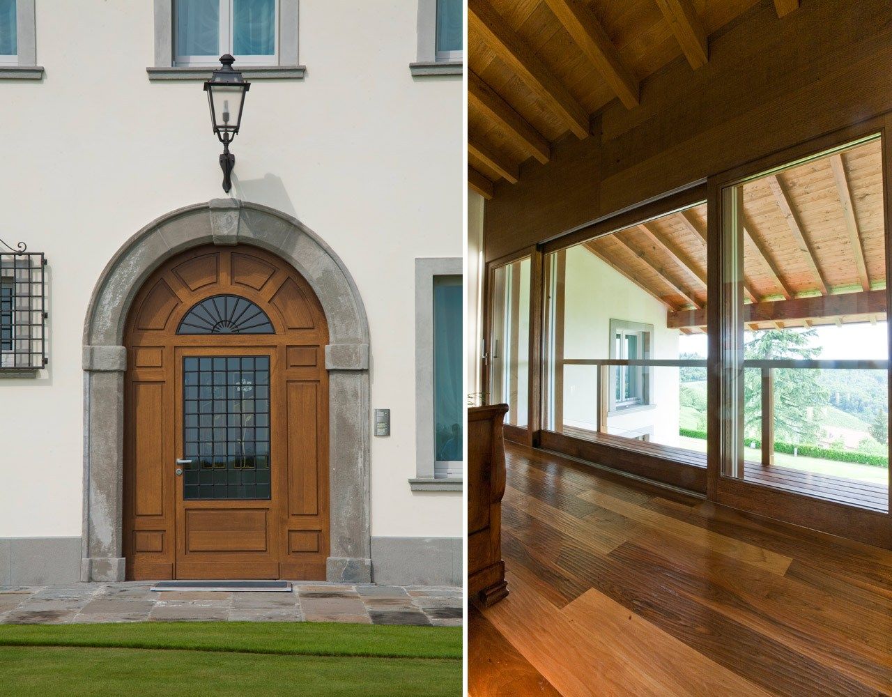 Наружная деревянная теплоизоляционная входная дверь со стеклянными панелями Capoferri Serramenti SC80-100 ARCH-00057915 - Вид №1