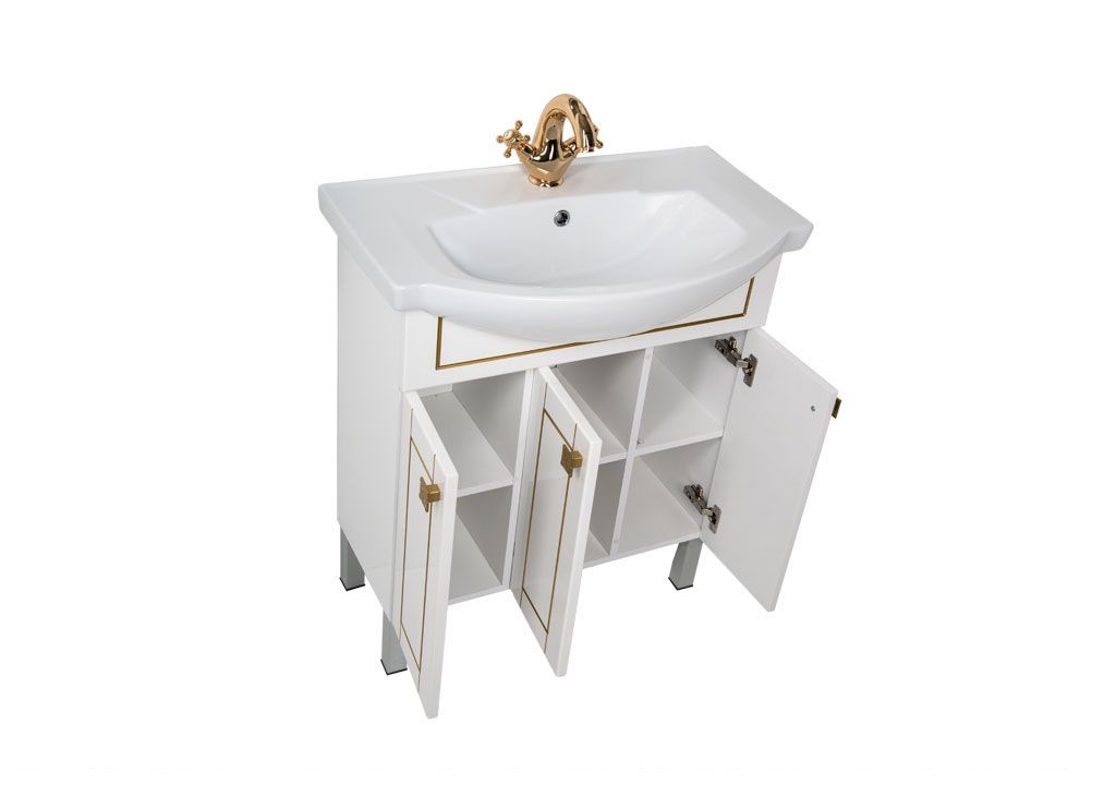 Тумба с раковиной Aquanet Честер 75 белый/золото 0018610000183610 - Вид №3